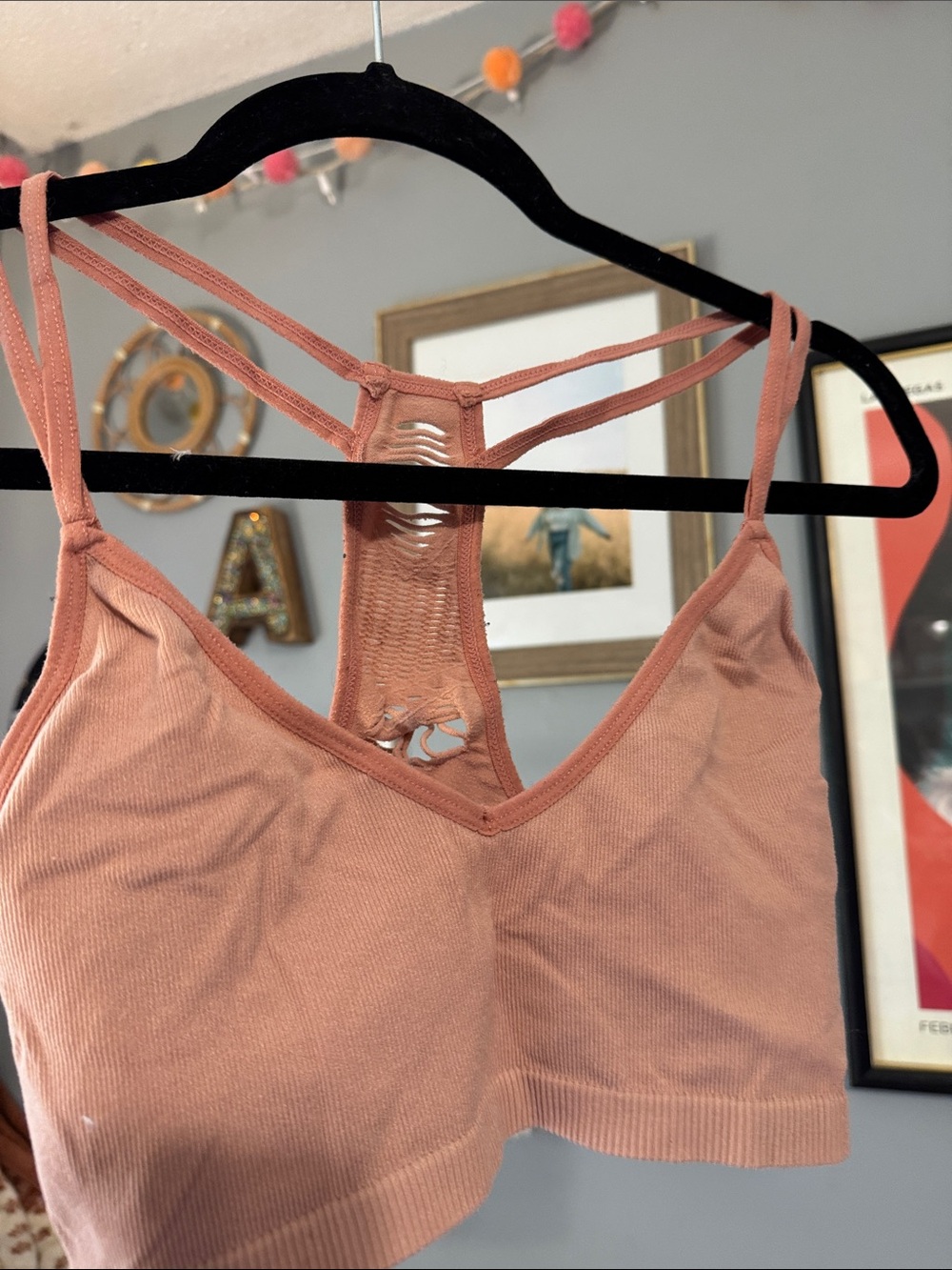 Colsie Seamless Dusty Rose Bralette with Strappy Back